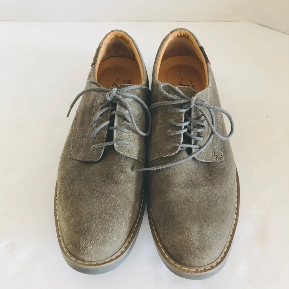 G.H. Bass & Co. Pasadena Grey Suede Derby Shoes Leather Upper Mens Size 7.5M